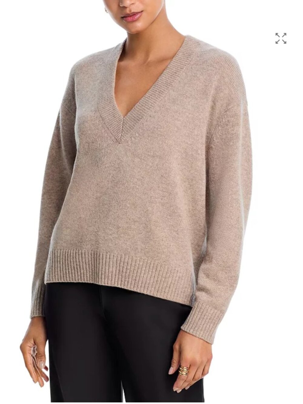 AQUA Cashmere 100% Cashmere Drop Shoulder V Neck Sweater Size XS